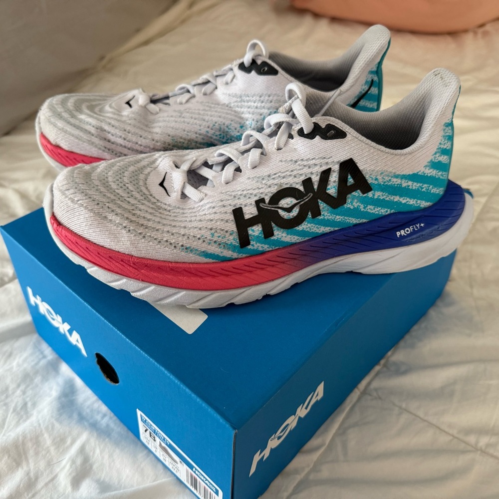 7 Hoka Athletic Shoes - White, Blue, and Pink